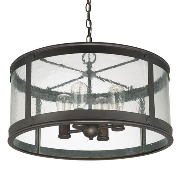 Uptown Old Bronze Four-Light Outdoor Semi-Flush with Antique Glass, image 1