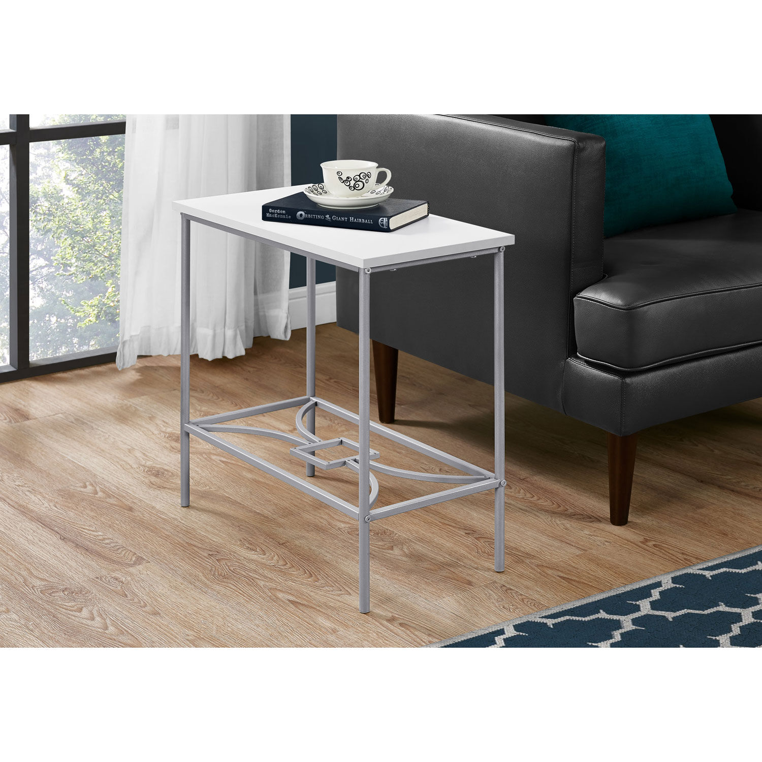 White Chrome Metal With A Magazine Rack Monarch Specialities Accent Table 