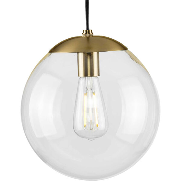 P500310-109: Atwell Brushed Bronze One-Light Pendant with Clear Glass, image 1