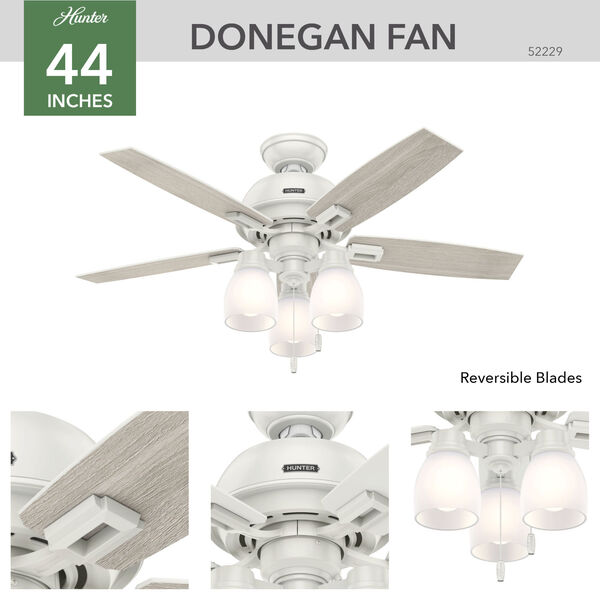 Donegan Fresh White 44-Inch Three-Light LED Adjustable Ceiling Fan, image 4