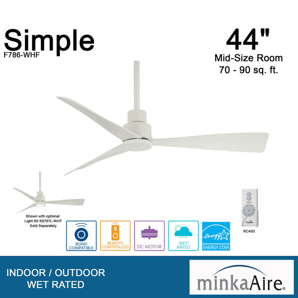 Simple Flat White Ceiling Fan, image 5
