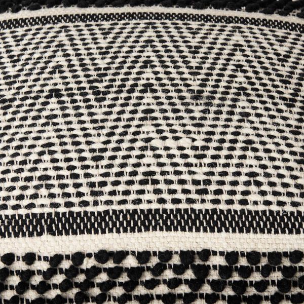 Garima Black and White Wool and Cotton Patterned Pouf, image 6