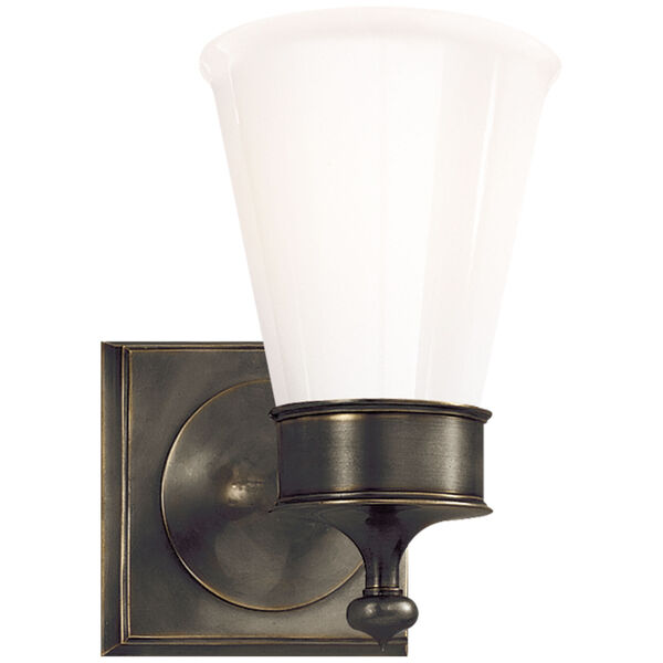 Siena Single Sconce in Bronze with White Glass by Studio VC, image 1
