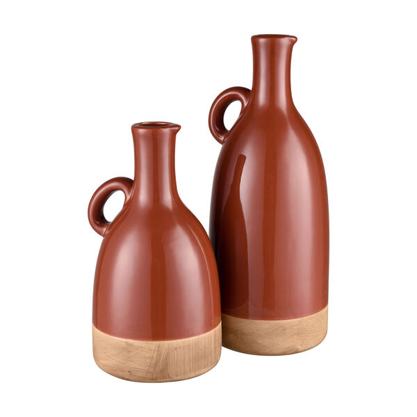 Adara Orange and Natural Small Vase, Set of 2, image 3