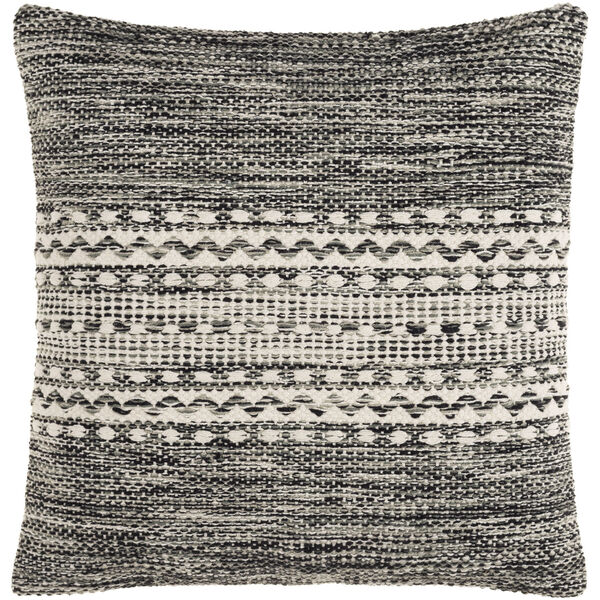 Ethan Black and Cream, Medium Gray 18-Inch Pillow, image 1