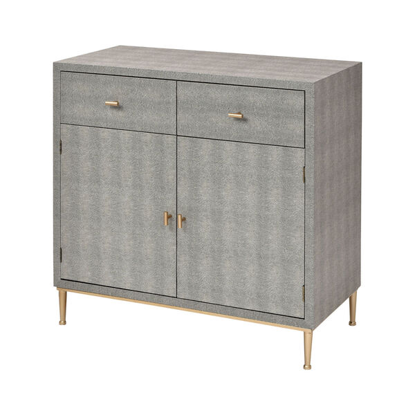Sands Point Grey and Gold Two-Door Two-Drawer Cabinet, image 1