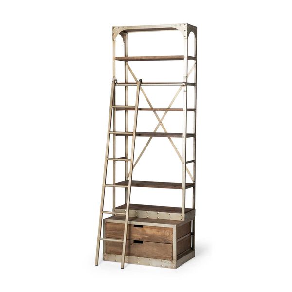 Brodie V Light Brown and Nickel Shelving Unit, image 1