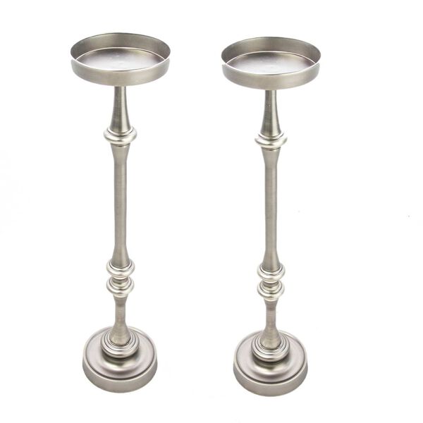 Dapper Brushed Silver Iron Martini Side Table, Set of 2, image 1