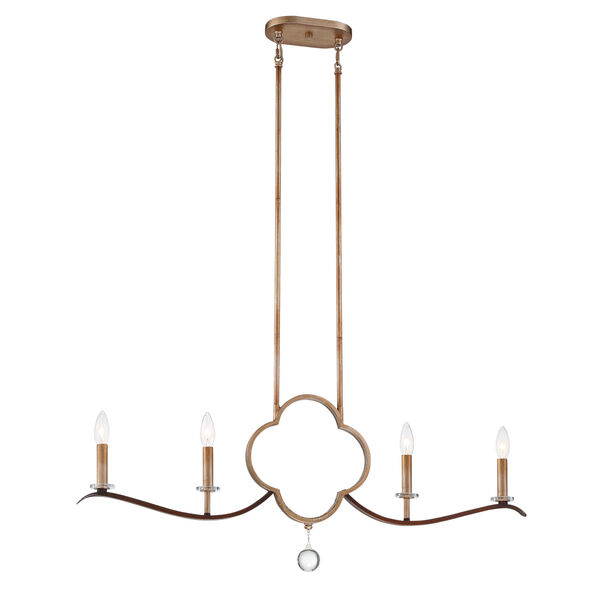 Ava Libertine Pale Gold With Distressed Bronze Four-Light Chandelier, image 1