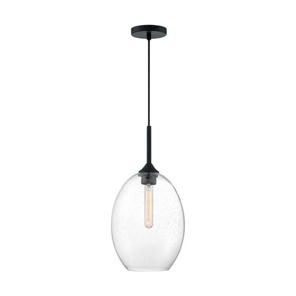 Aria Matte Black 19-Inch One-Light Pendant with Clear Seeded Glass, image 3