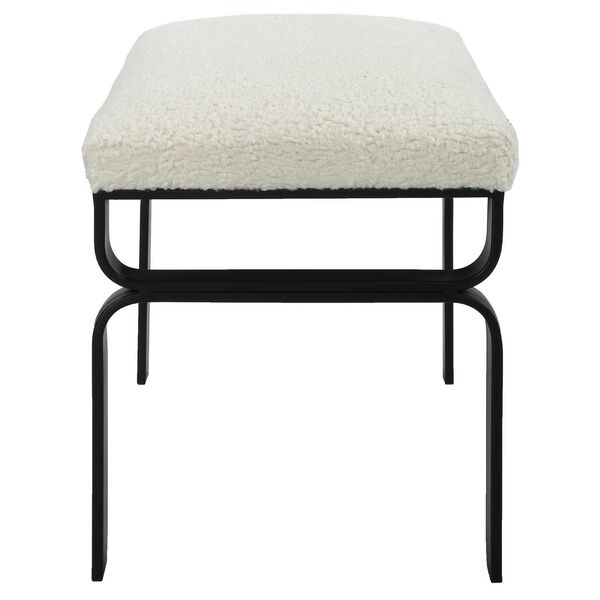 Diverge Satin Black and White Shearling Small Bench, image 6