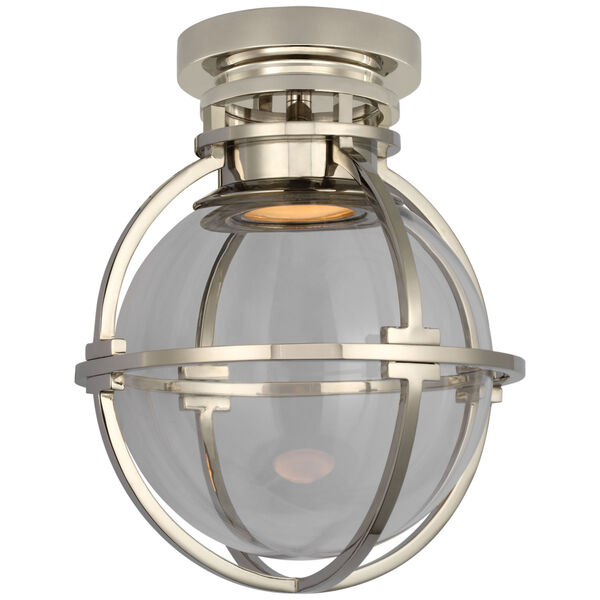 Gracie 7-Inch Captured Globe Flush Mount in Polished Nickel with Clear Glass by Chapman  and  Myers, image 1