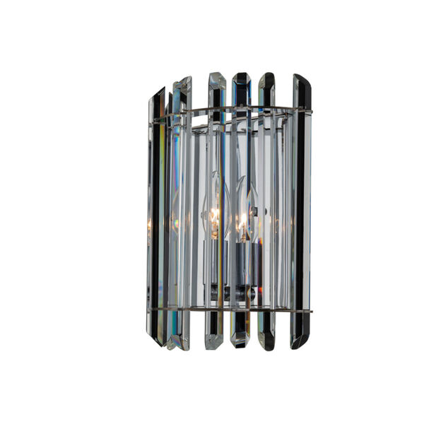 Viano Polished Chrome One-Light Wall Sconce with Firenze Crystal, image 1