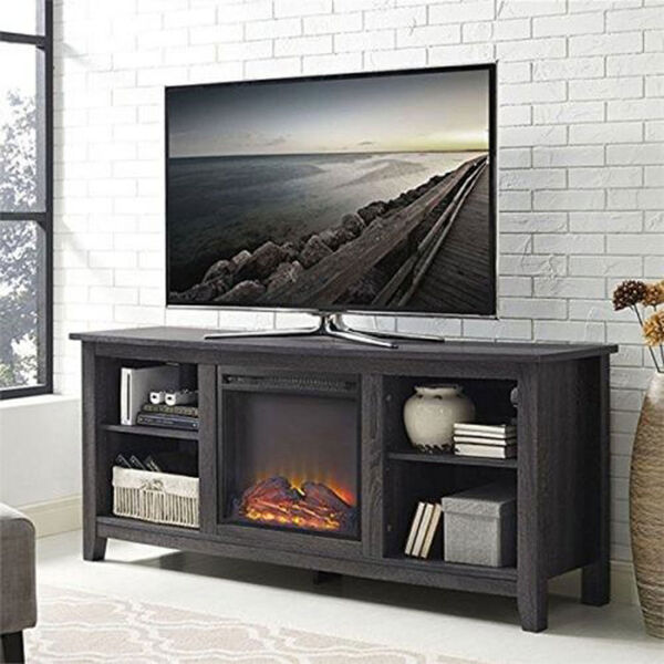 58-inch Charcoal Wood Fireplace TV Stand, image 2