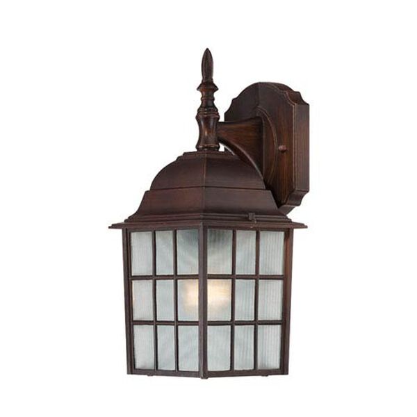 Adams Rustic Bronze Finish One Light Outdoor Wall Sconce with Frosted Glass, image 1