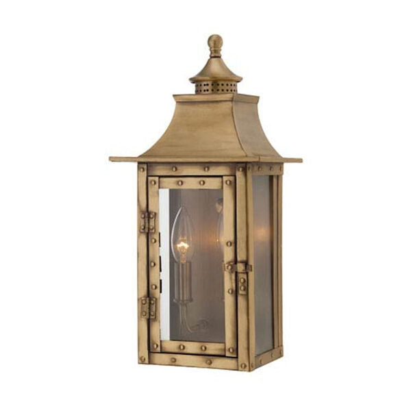 St. Charles Small Wall Lantern with Aged Brass Finish, image 1