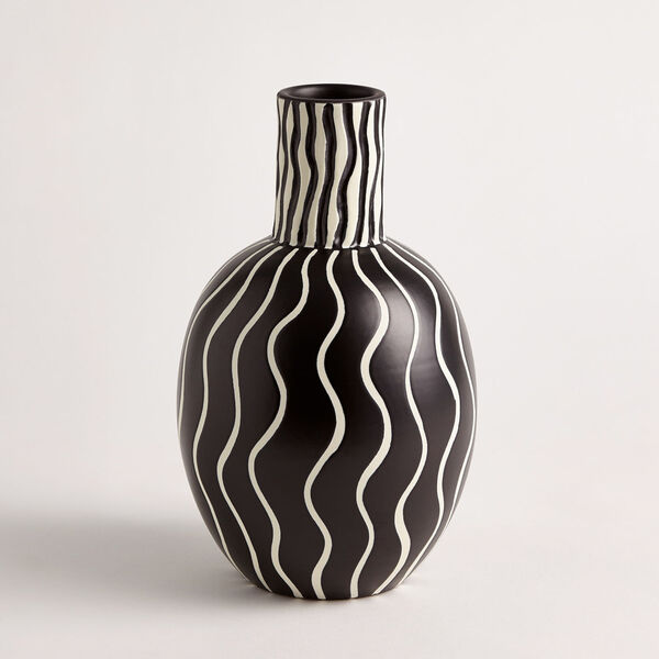 Black and White 7-Inch Graphic Gourd Vase, image 1