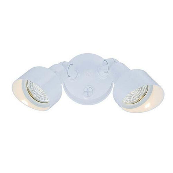 Gloss White Two-Light LED Outdoor Floodlight Fixture, image 1