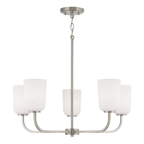 Lawson Brushed Nickel Five-Light Chandelier with Soft White Glass, image 1