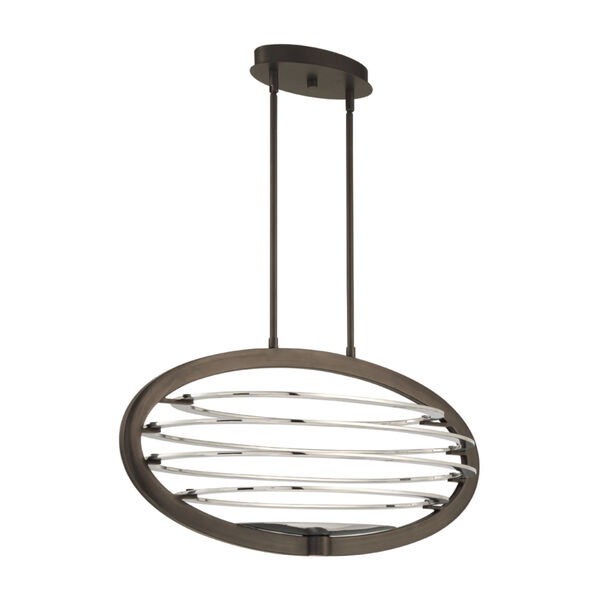 Ombra Dark Bronze and Polished Nickel Two-Light Oval LED Chandelier, image 1