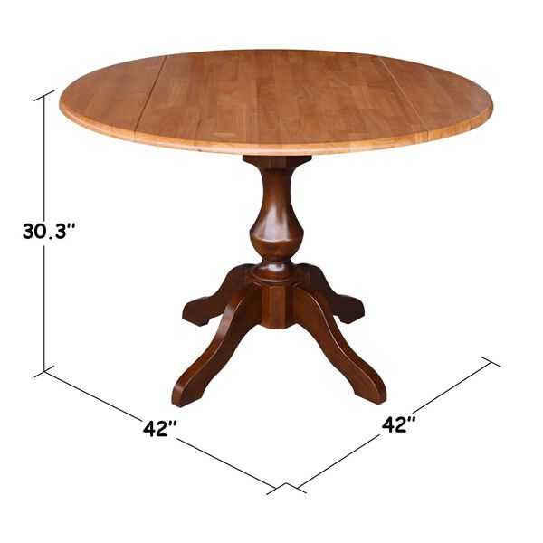 Cinnamon and Espresso 30-Inch High Round Pedestal Dual Drop Leaf Table, image 5