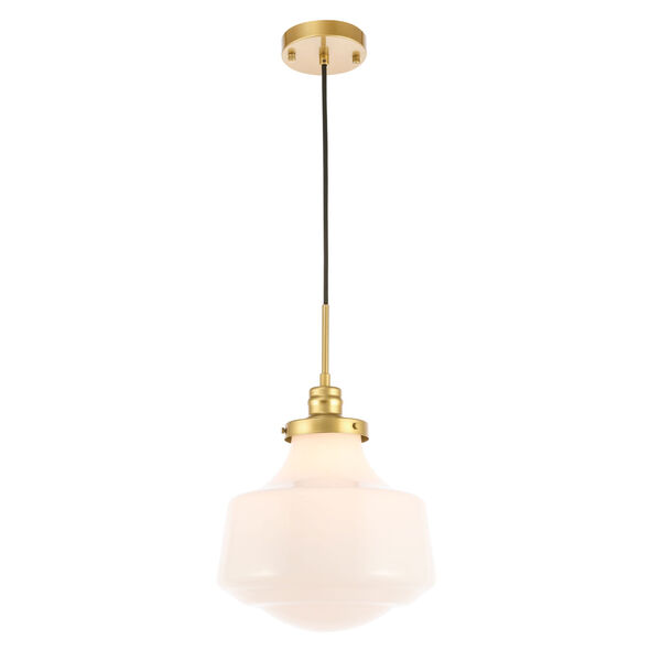 Lyle Brass 11-Inch One-Light Pendant with Frosted White Glass, image 6