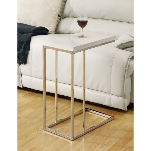 Accent Table - Glossy White with Chrome Metal, image 1