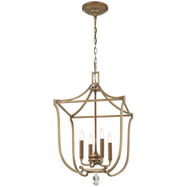 Magnolia Manor Pale Gold and Distressed Bronze Four-Light Pendant, image 1