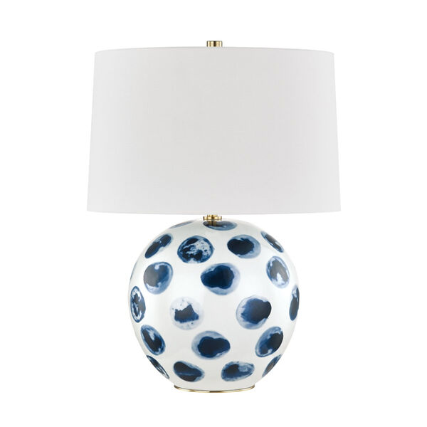 Blue Point White and Blue Dots One-Light Accent Table Lamp, image 1