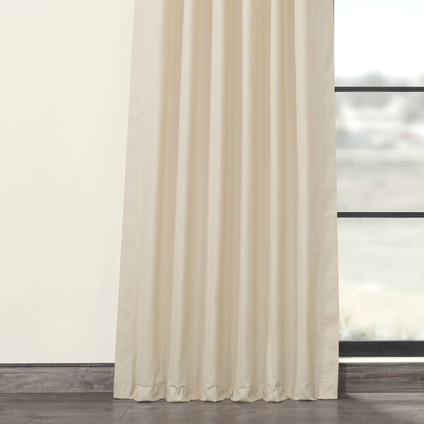 Cream Solid Cotton Tie-Top Curtain Single Panel, image 3
