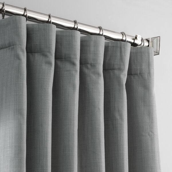 Pebble Grey Italian Textured Faux Linen Hotel Blackout Curtain Single Panel, image 2