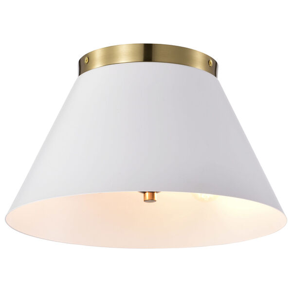 Dover White and Vintage Brass Two-Light Flush Mount, image 2