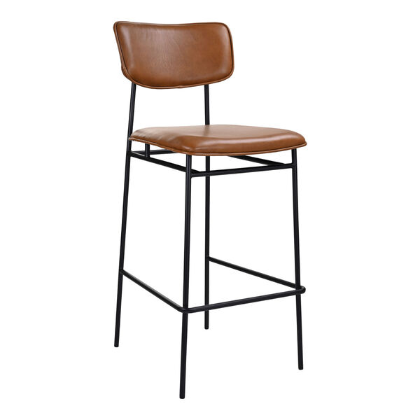 Sailor Brown and Black Bar Stool with Low Backrest, image 3