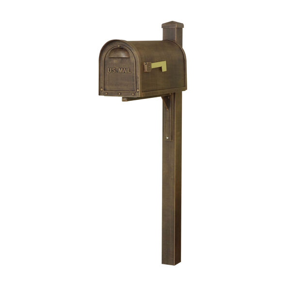 Classic Curbside Mailbox Copper Mailbox and Wellington Direct Burial Post Smooth, image 1
