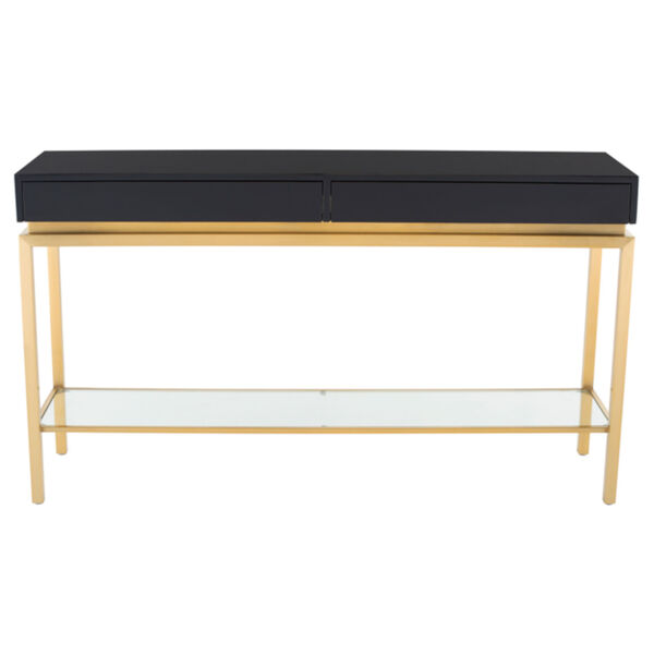 Isabella Polished Black and Gold Console Table, image 2