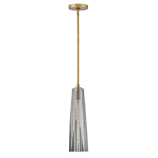 Cosette Heritage Brass One-Light Pendant with Smoked Crystal Glass, image 1