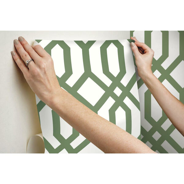 Gazebo Lattice Green White Peel and Stick Wallpaper, image 3