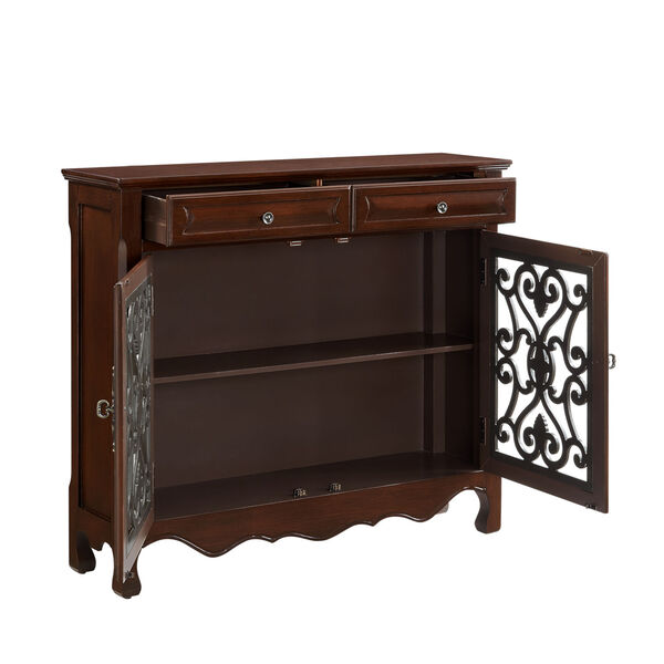 Olivia Light Cherry 2-Door 2-Drawer Scroll Accent Cabinet, image 3