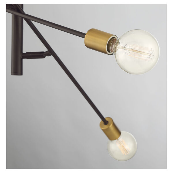 Pax Oil Rubbed Bronze and Natural Brass Six-Light Chandelier, image 6