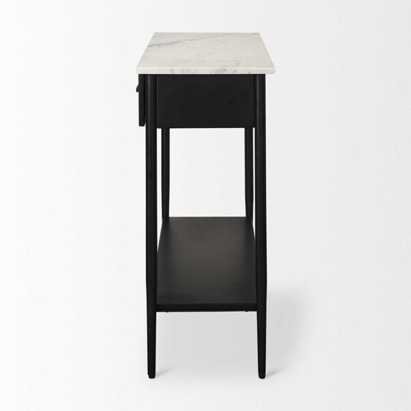 Amika White Marble Top Black Metal Base Console Table, image 4