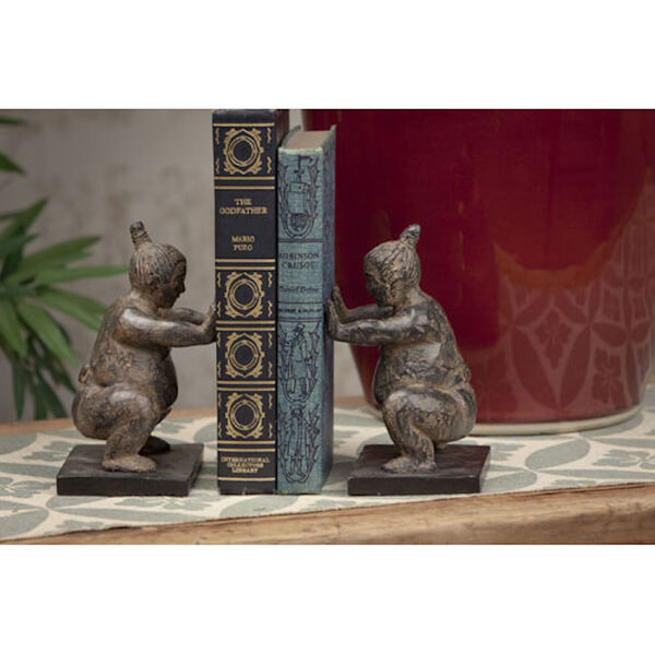 Stone Bronze Sumo Bookend, Set of Two, image 1