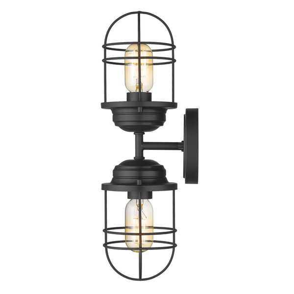 Seaport Matte Black Five-Inch Two-Light Wall Sconce, image 3