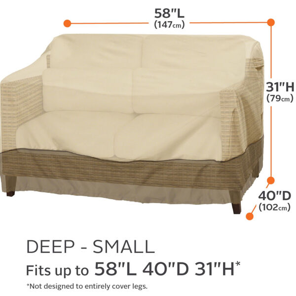 Ash Beige and Brown 58-Inch Deep Seated Patio Sofa and Loveseat Cover, image 4