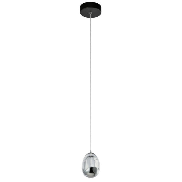 Venezia Black and Polished Chrome Integrated LED Pendant with Clear Glass, image 2