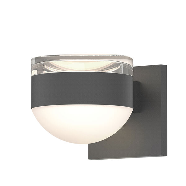 Inside-Out REALS Textured Gray Up Down LED Sconce with Dome Lens and Cylinder Cap - Clear Cap with Frosted White Lens, image 1