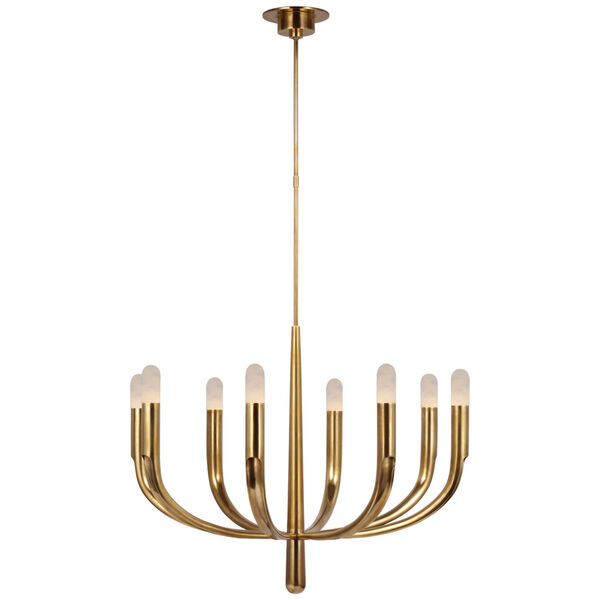 Verso Large Chandelier in Antique-Burnished Brass with Alabaster by Kelly Wearstler, image 1
