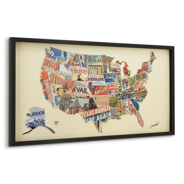 Black Framed Across America Dimensional Collage Graphic Glass Wall Art, image 3