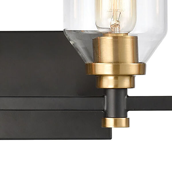 Cambria Matte Black and Satin Brass Four-Light Vanity Light, image 4