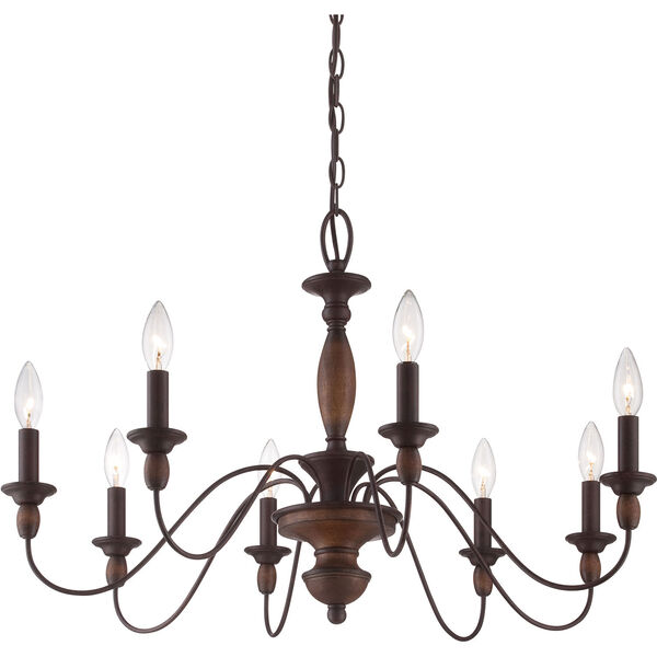 Evelyn Rust with Wood Eight-Light Chandelier, image 4