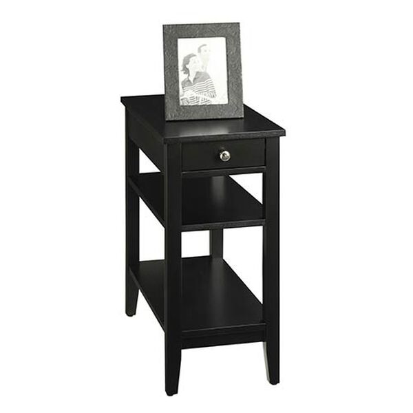 American Heritage Black Three-Tier Side and End Table with Drawer, image 3